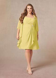 Azazie Olivia Kleider für die Brautmutter A-Linie Quadratischer Ausschnitt Gefaltet Chiffon Kleid Kanarienvogel image7