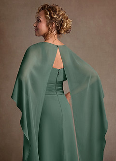 Azazie Marilla Mère de la mariée Robes Robe Trapèze en Mousseline de soie Plissée Mousse De Mer image7