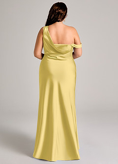 Azazie Madelyn Robes de demoiselle d'honneur Robe Sirène Convertible en Satin extensible Une épaule Canari image16