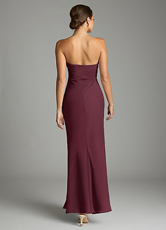 Azazie Saylor Vestidos de damas de honor Vestido de Cabernet de Gasa de Corte Sirena con Sin tirantes image11