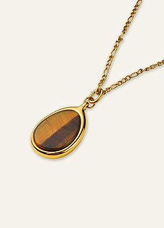 front Gelaagde ketting met tijgerooghanger