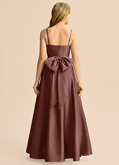 Azazie Rumi Junior Jurk van Stretch Satijn met A-Lijn Geplooid Espresso image2