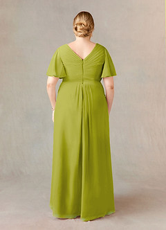 Azazie Morning Glory Mother of the Bride Dresses Lemongrass A-Line V-Neck Ruched Chiffon Dress image6