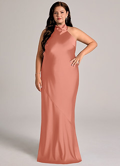 Azazie Velli Bridesmaid Dresses Lemongrass Mermaid High Neck Stretch Satin Dress image7