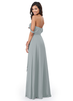 Azazie Aaron Bridesmaid Dresses Dolphin Grey A-Line Off the Shoulder Chiffon Convertible Dress image3