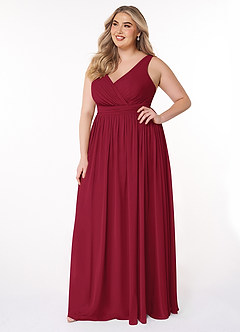 Azazie Kora Bridesmaid Dresses Burgundy A-Line Pleated Chiffon Dress image9
