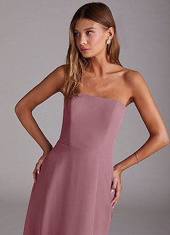 Azazie Wren Bridesmaid Dresses Vintage Mauve A-Line Side Slit Chiffon Convertible Dress image5