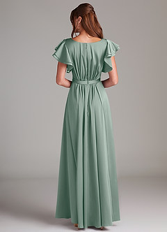 Azazie Daphne Modest Bridesmaid Dresses A-Line Ruched Stretch Satin Floor-Length Dress image6