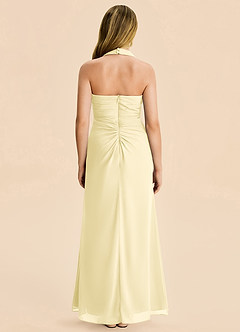 Azazie Destiny Junior Lemon Sorbet Sheath Ruched Chiffon Dress image2