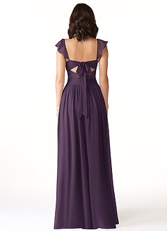 Azazie Lissa Bridesmaid Dresses Plum A-Line Lace Chiffon Dress image2