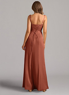 Azazie Amaris Schlussverkauf A-Linie Korsett Stretch-Satin Kleid Burnt Orange image3