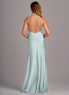 Azazie Lorena Bridesmaid Dresses Mist Mermaid Pleated Stretch Satin Dress image2