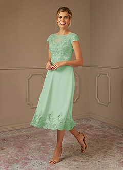 Azazie Terrano Mother of the Bride Dresses Dusty Sage A-Line Scoop Lace Dress image2