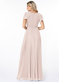 Azazie Kara Modest Bridesmaid Dresses A-Line Pleated Chiffon Floor-Length Dress image2