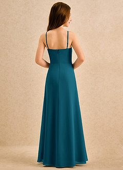 Azazie lolly Girls Formal Robe Demoiselle D'honneur Fillette Robe Trapèze en Mousseline de soie Plissée Bleu Encre image2