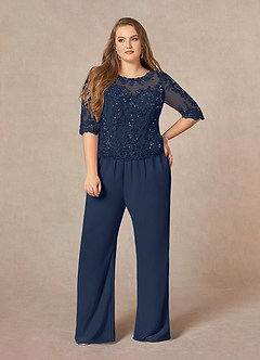Azazie Florida Mother of the Bride Dresses Dark Navy Jumpsuit/Pantsuit Sequins Chiffon Dress image16