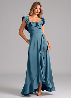 Azazie Lyra Bridesmaid Dresses Bermuda A-Line Off the Shoulder Stretch Satin Convertible Dress image2
