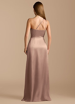 Azazie Trina Brautjungfernkleider A-Linie One-Shoulder Metallischer Satin Kleid Taupe image9