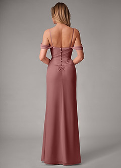 Azazie Haisley Robes de demoiselle d'honneur Robe Fourreau Convertible en Mousseline de soie Épaule décolletée Rose Du Désert image7