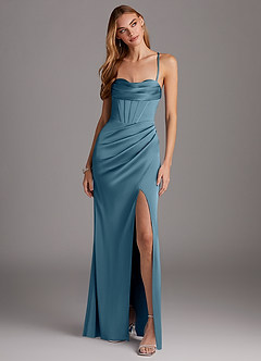 Azazie Brookelle Bridesmaid Dresses Bermuda Sheath Sweetheart Corset Stretch Satin Dress image4
