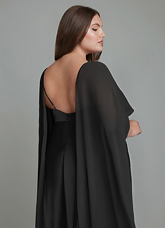 Azazie Stefania Robes à essayer chez vous Robe Trapèze en Satin extensible Noir image15