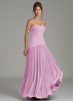 Azazie Yuliana Abiti da Damigella Abito A-Line in Chiffon Senza Spalline Rosa Confetto image3