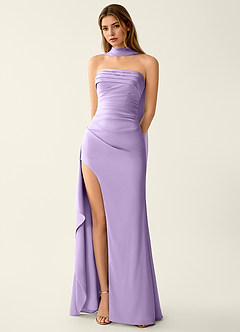 Esperanza Lila Glitzerndes Satin-Abendkleid mit Schnürung am Rücken image5