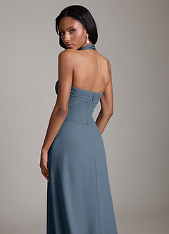 Azazie Clarisa Bridesmaid Dresses Neptune A-Line Pleated Chiffon Dress image4