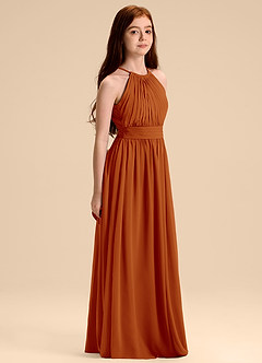 Azazie Malone Junior Paprika A-Line Pleated Chiffon Dress image5