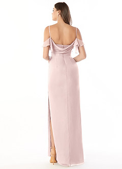 Azazie Emeralda Bridesmaid Dresses Blushing Pink Sheath Off the Shoulder Chiffon Dress image2