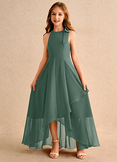 Azazie Boop Girls Formal Abiti da Ragazza di Fiori Abito A-Line in Chiffon Fiocco Muschio Marino image5