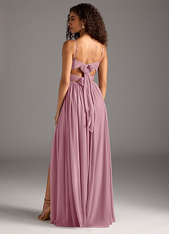 Azazie Zeya Final Sale Vintage Mauve A-Line Pleated Mesh Dress image2