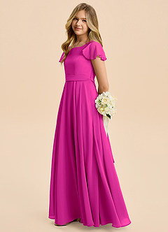 Azazie Cady Junior Fuchsia A-Line Pleated Chiffon Dress image7