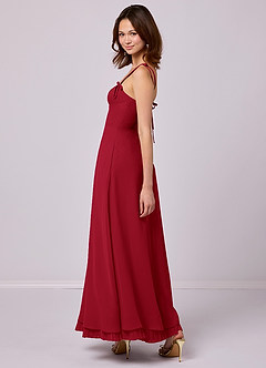 Barbie ♥ Azazie Bridesmaid Dresses Scarlet A-Line Pleated Chiffon Dress image5