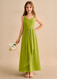 Azazie Zaida Girls Formal Flower Girl Klänningar Klänning A-Line i Chiffong Plisserad image3