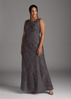 Azazie Whilhelmina Mother of the Bride Dresses Steel Grey Mermaid Lace Chiffon Dress image10