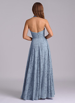 Azazie Tessie Brudtärnklänningar Klä av A-Linje i Blommig Utbrändhet Plisserad Dammblå image2