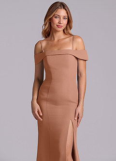 Azazie Luciana Bridesmaid Dresses Bronzer Sheath Off the Shoulder Chiffon Convertible Dress image7