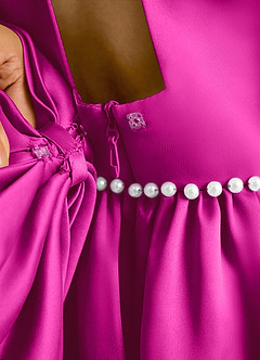 Azazie Daisies Flower Girl Dresses Fuchsia Ball-Gown Bow Matte Satin Dress image8