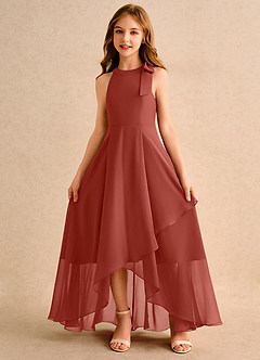 Azazie Boop Junior Formal Abiti da Ragazza di Fiori Abito A-Line in Chiffon Fiocco Terracotta image5