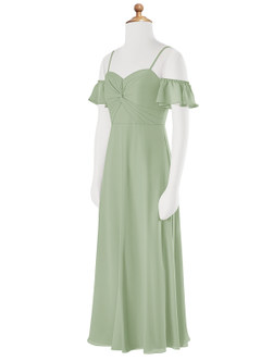 Azazie Juna Junior Vestido de Salvia Polvorienta de Gasa de Corte en A con Vestidos sin tirantes image8