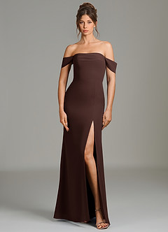 Azazie Charmaine Bridesmaid Dresses Ganache A-Line Off the Shoulder Chiffon Dress image3