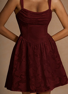 Ivy Wine Floral Burnout Cowl Mini Dress image5