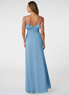 Azazie Natalia Brautjungfernkleider A-Linie Chiffon Kleid Stahlblau image2