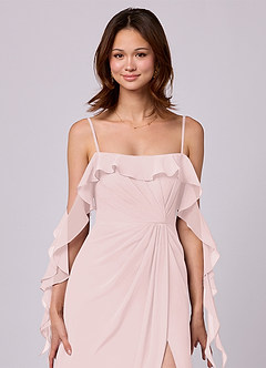 Barbie ♥ Azazie Jurken voor bruidsmeisjes Converteerbaar Jurk van Chiffon met A-Lijn Off the Shoulder Blozend Roze image2