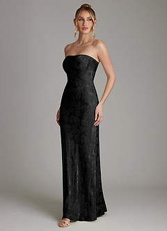 Azazie Viv Bridesmaid Dresses Midnight Jacquard Sheath Strapless Jacquard Dress image4