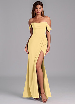 Azazie Johana Jurken voor bruidsmeisjes Converteerbaar Jurk van Chiffon met Zeemeermin Off-shoulder Boter image3