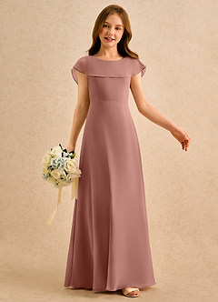 Azazie Kittie Girls Formal Flower Girl Klänningar Klä A-Line i Chiffong image6
