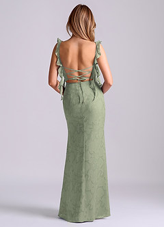 Azazie Jessamine Final Sale Agave Mermaid Corset Floral Burnout Dress image6