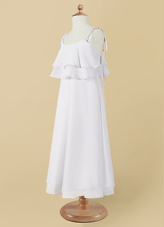 Azazie Temi Flower Girl Dresses White A-Line Spaghetti Strap Chiffon Dress image14